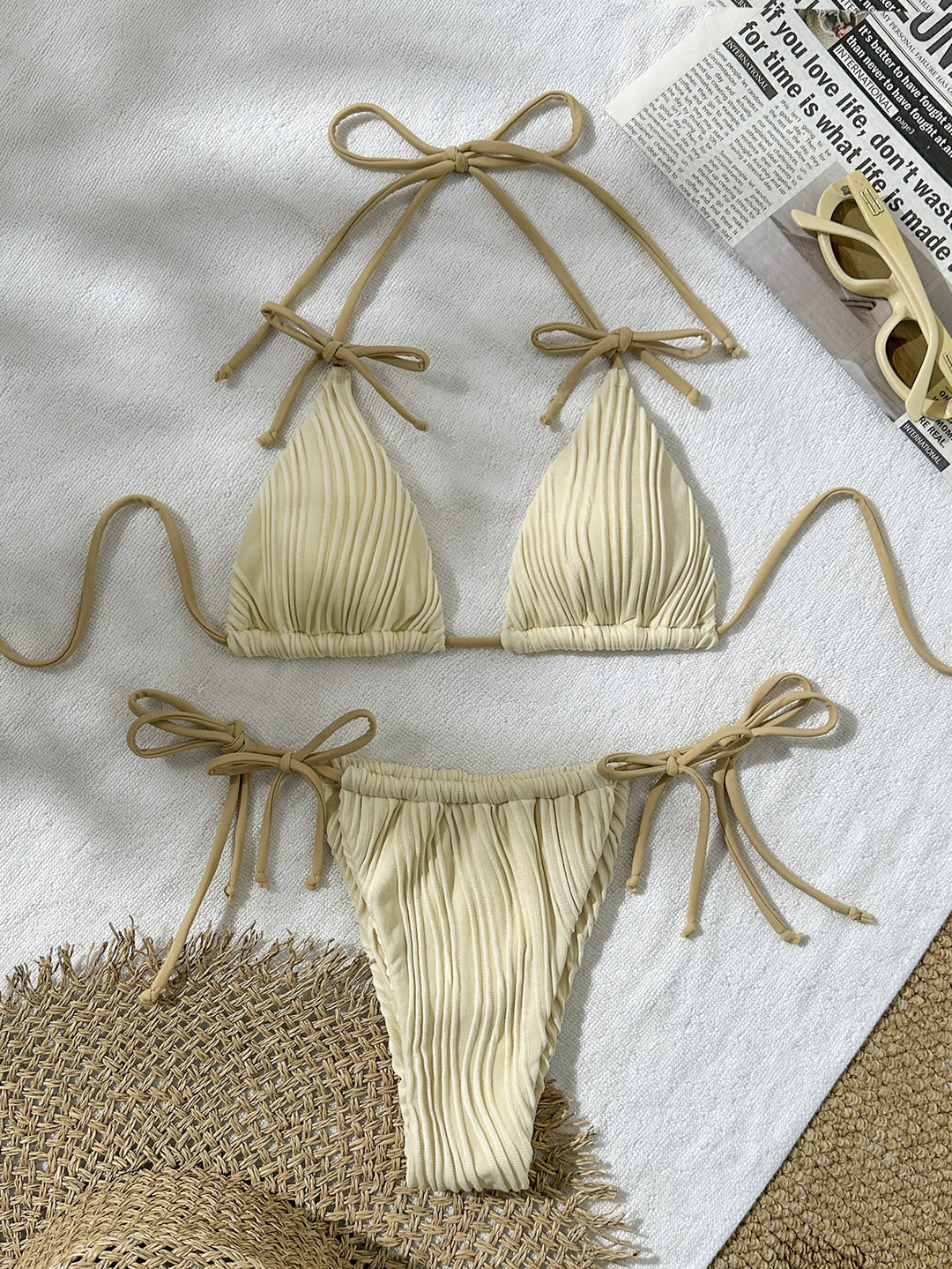 Damen Triangel-Bikini mit verstellbaren Schnürungen EB