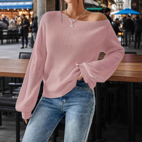 Damen lässiger Pullover mit asymmetrischem Schnitt und überschnittenen Schultern EB