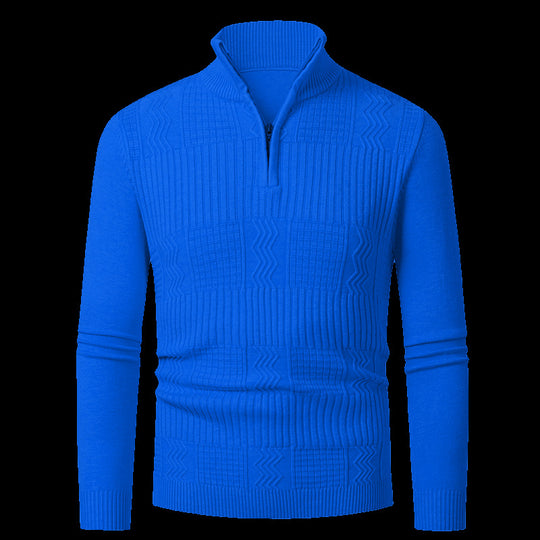 Herren Strickpullover mit modernem Reißverschluss und strukturierter Oberfläche EB