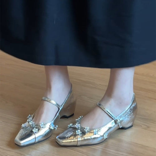 Damen elegante Ballerinas mit glamourösen Schmuckdetails EB