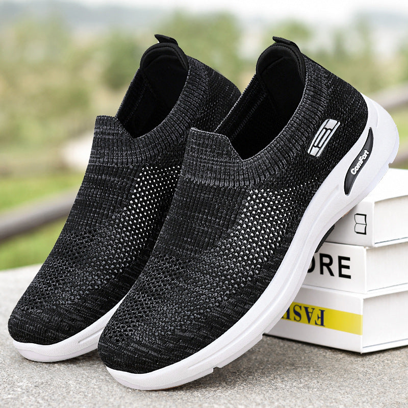 Damen nan nahtloser Strick-Slip-On Alltagswalker mit elastischem Knöchelschaft und stoßdämpfender Luftkissen-Zwischensohle EB