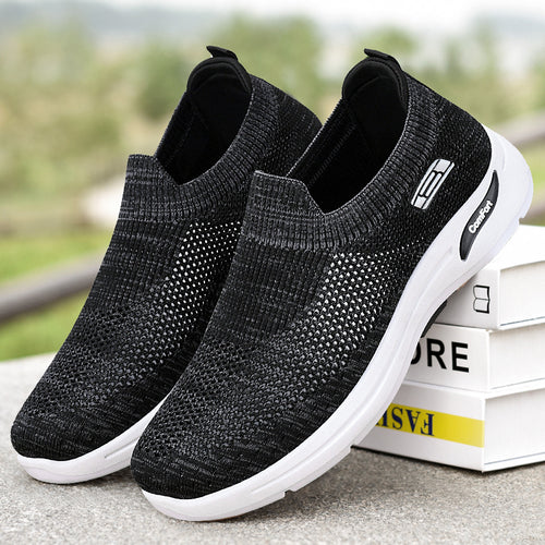 Damen nan nahtloser Strick-Slip-On Alltagswalker mit elastischem Knöchelschaft und stoßdämpfender Luftkissen-Zwischensohle EB