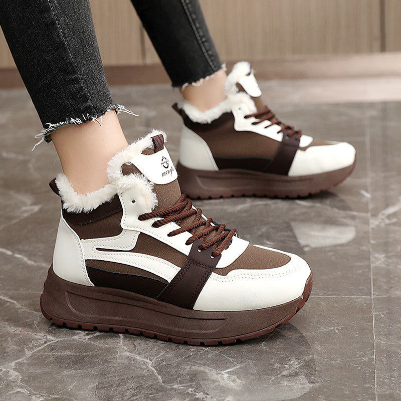 Damen modische High-Top Sneakers mit warmem Innenfutter und rutschfester Sohle EB