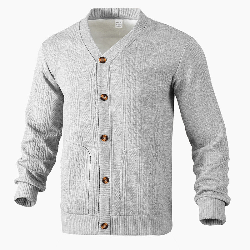 Herren Strickjacke mit hochwertigem Strukturmuster und modernen Knöpfen EB