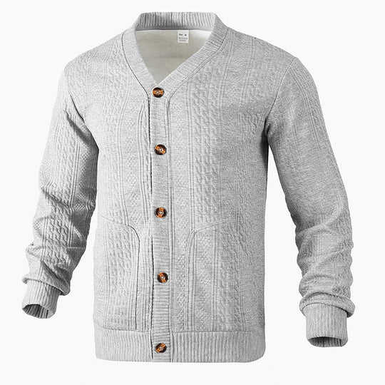 Herren Strickjacke mit hochwertigem Strukturmuster und modernen Knöpfen EB