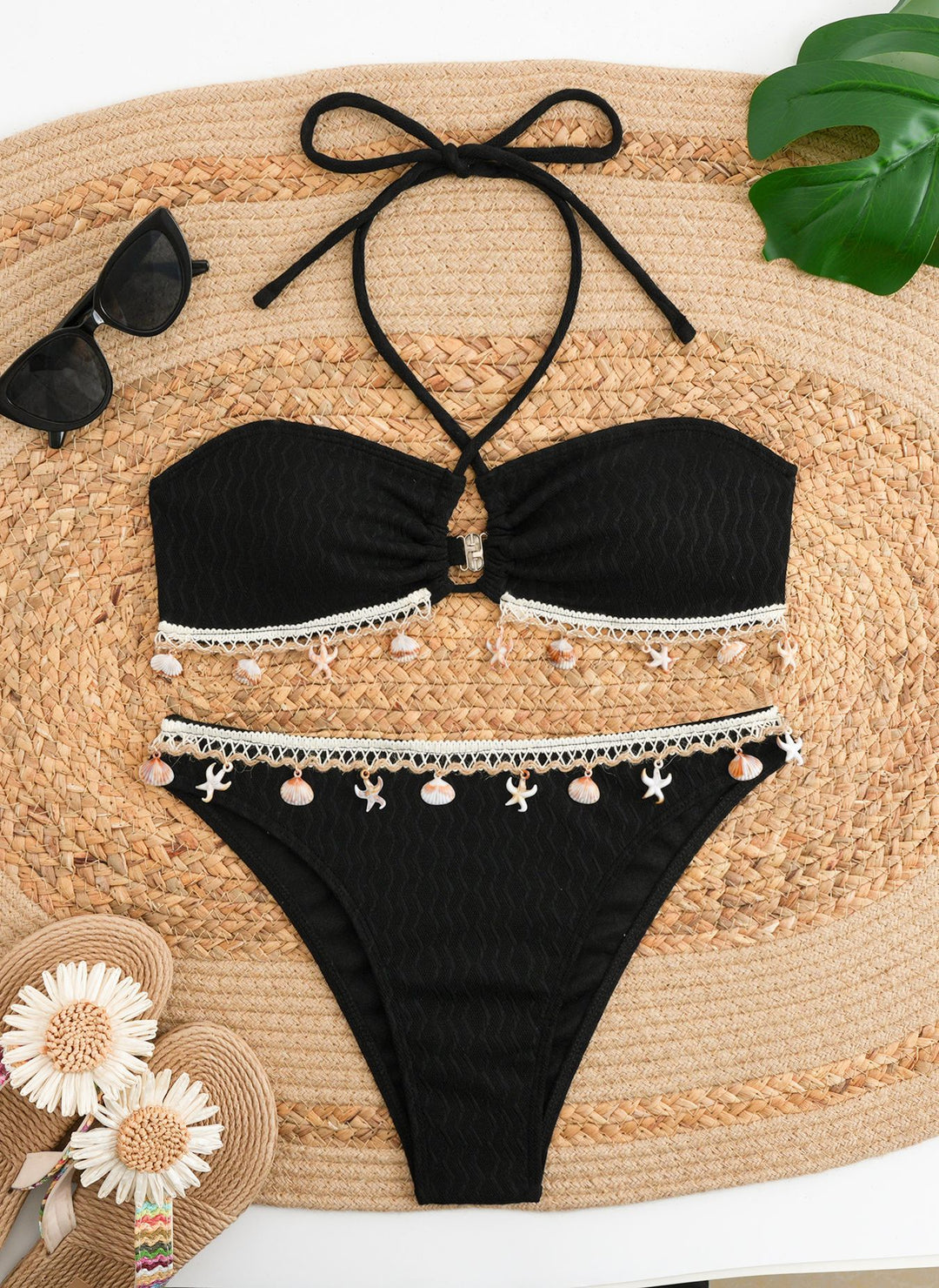 Damen Bandeau-Bikini mit Muscheldekoration EB