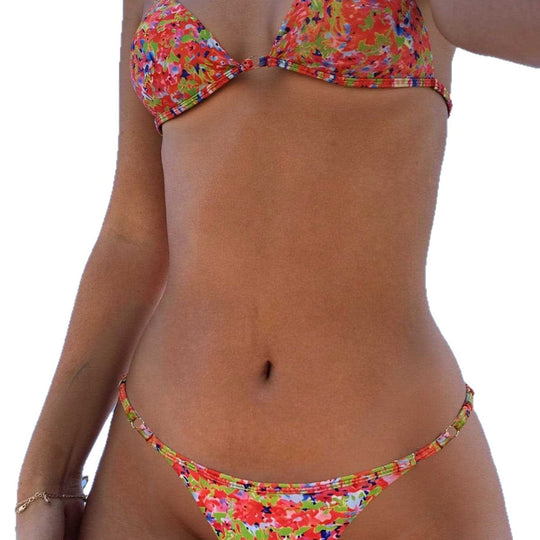 Damen Triangel-Bikini mit floralem Muster und verstellbaren Trägern EB