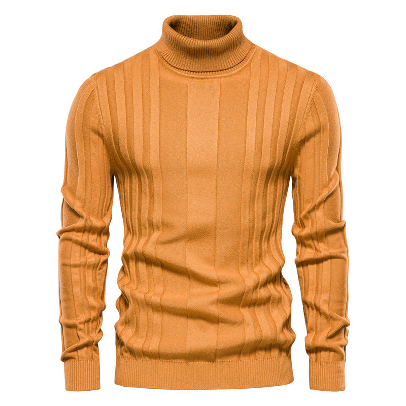 Herren Strickpullover mit hochgeschlossenem Kragen und eleganter Rippstruktur EB
