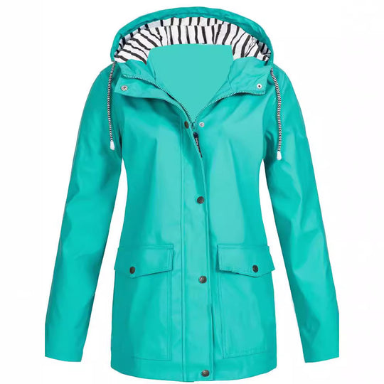 Damen nan wasserdichter Parka mit Kapuze, Kordelzug und aufgesetzten Taschen EB