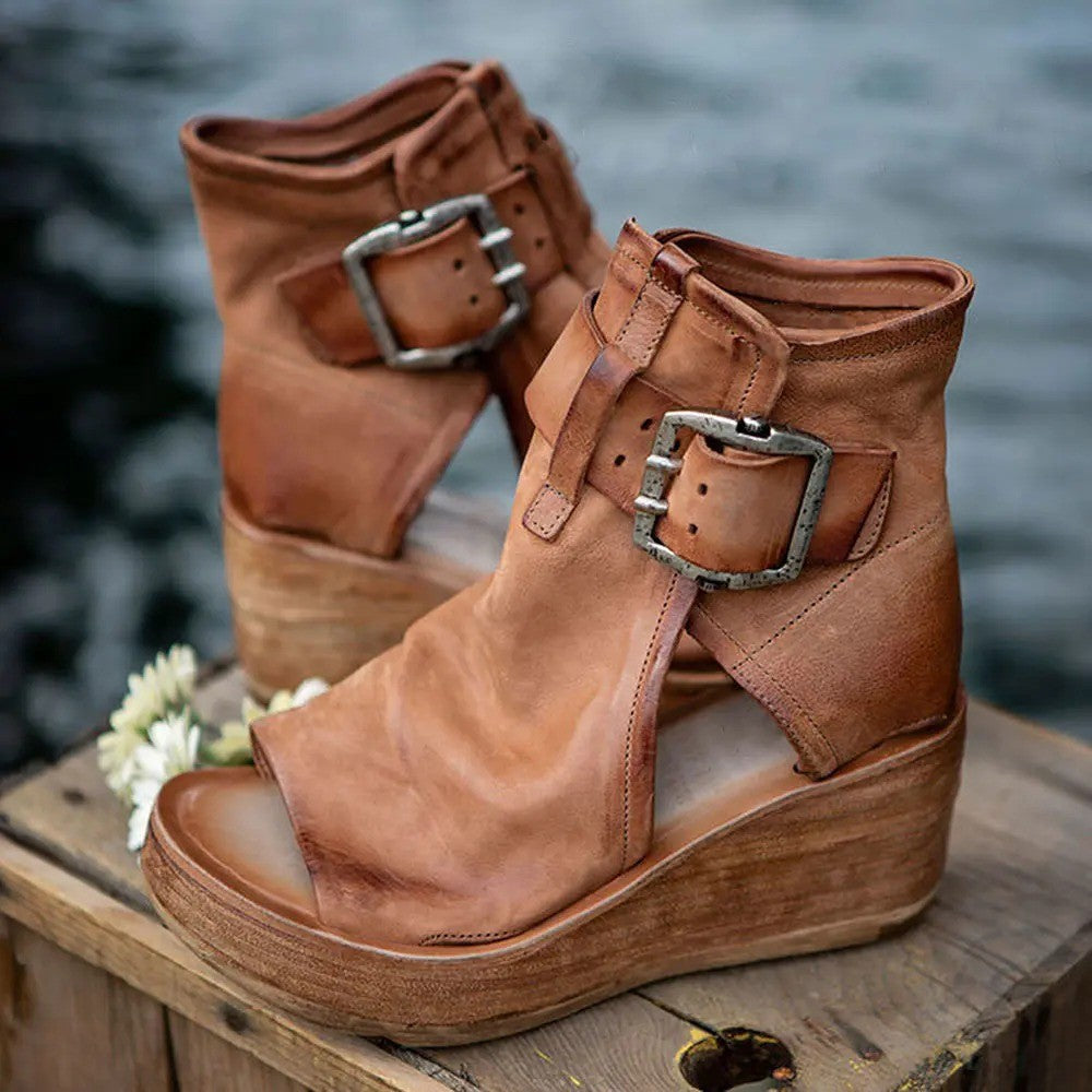 Damen Wedge-Sandaletten mit verstellbarem Schnallenverschluss und komfortablem Fußbett EB