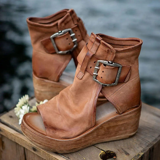 Damen Wedge-Sandaletten mit verstellbarem Schnallenverschluss und komfortablem Fußbett EB