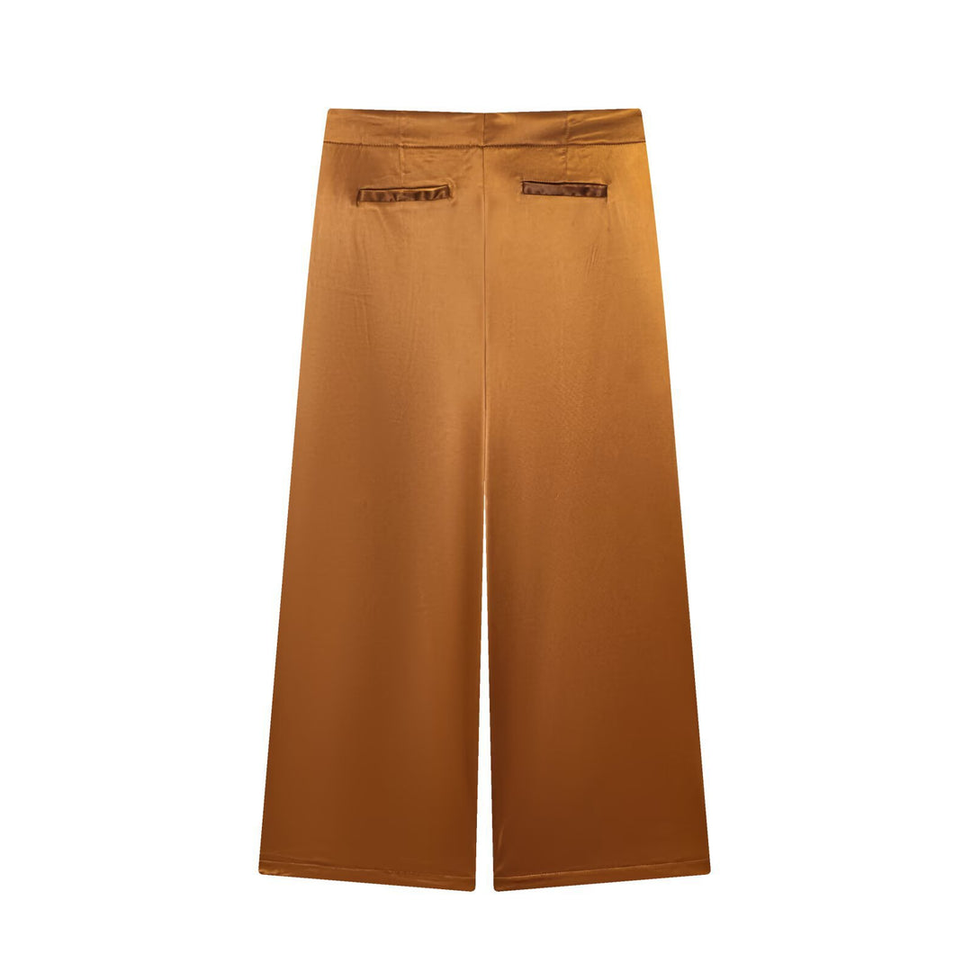Damen elegante Culotte-Hose mit Knopfdetails und hohem Bund EB