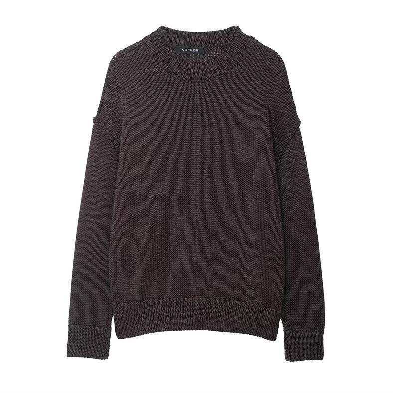 Damen lässiger Strickpullover mit weitem Schnitt und Oversized-Style EB