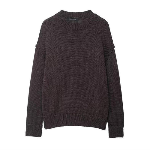 Damen lässiger Strickpullover mit weitem Schnitt und Oversized-Style EB
