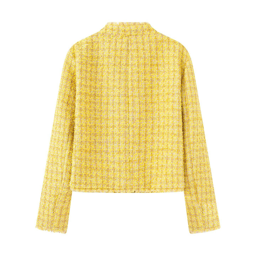 Damen Kurzjacke mit strukturiertem Design und goldenen Knöpfen EB