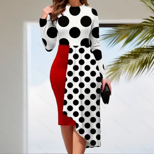 Damen Asymmetrisches Kunstkleid mit modernen Linien EB