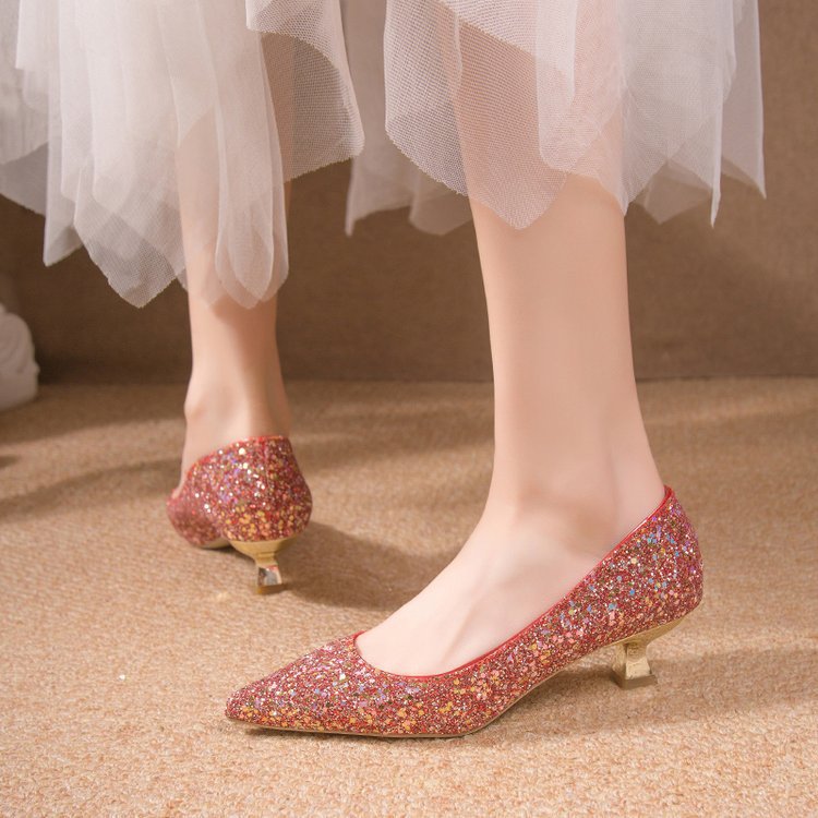 Damen Glitzernde Pumps mit Blockabsatz und Funkelndem Dekor EB