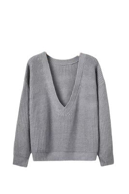 Damen Strickpullover mit tiefem V-Ausschnitt und lässiger Passform EB