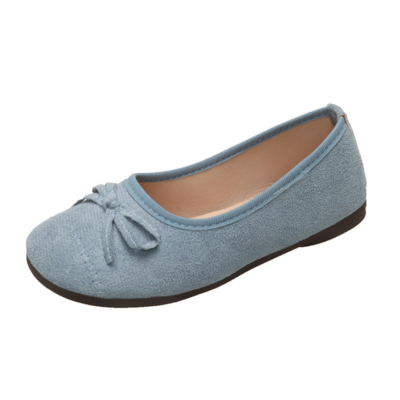 Damen Ballerina-Schuhe mit zierlichem Schleifenakzent und eleganter Oberfläche EB