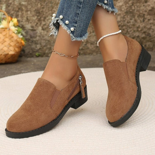 Damen modische Stiefeletten mit seitlichem Reißverschluss und ergonomischer Sohle EB
