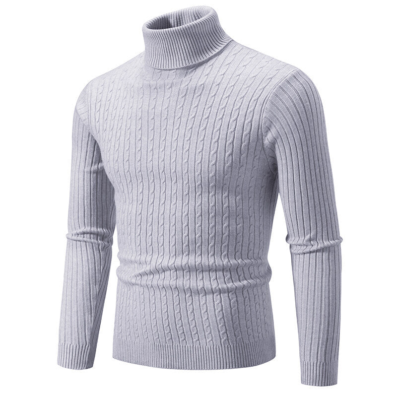 Herren nan Rollkragenpullover mit Zopfstrick und schlanker Passform EB