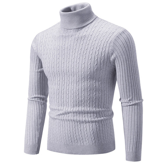Herren nan Rollkragenpullover mit Zopfstrick und schlanker Passform EB