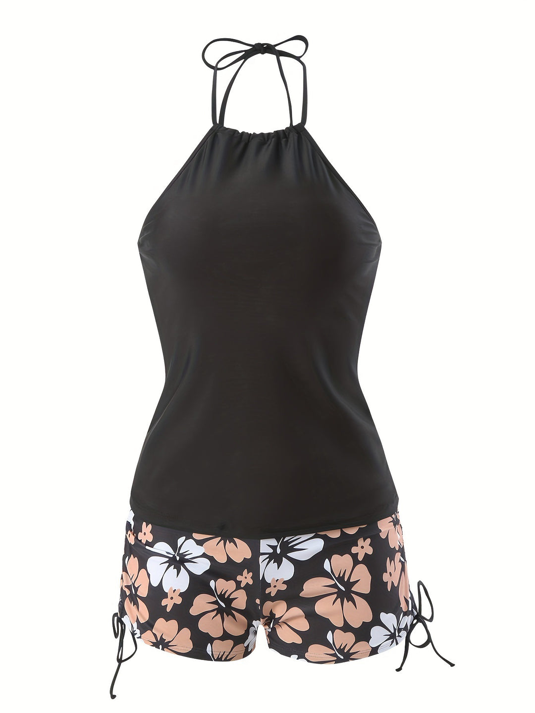 Damen Tankini-Set mit lässigem Oberteil und hoch taillierten Shorts EB
