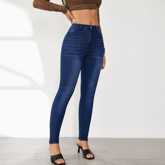 Damen Slim Fit Jeans im hochtaillierten Design mit elastischem Bund EB