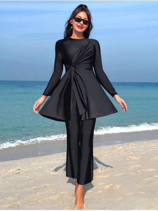 Damen Eleganter asymmetrischer Badeanzug mit Drapierung EB