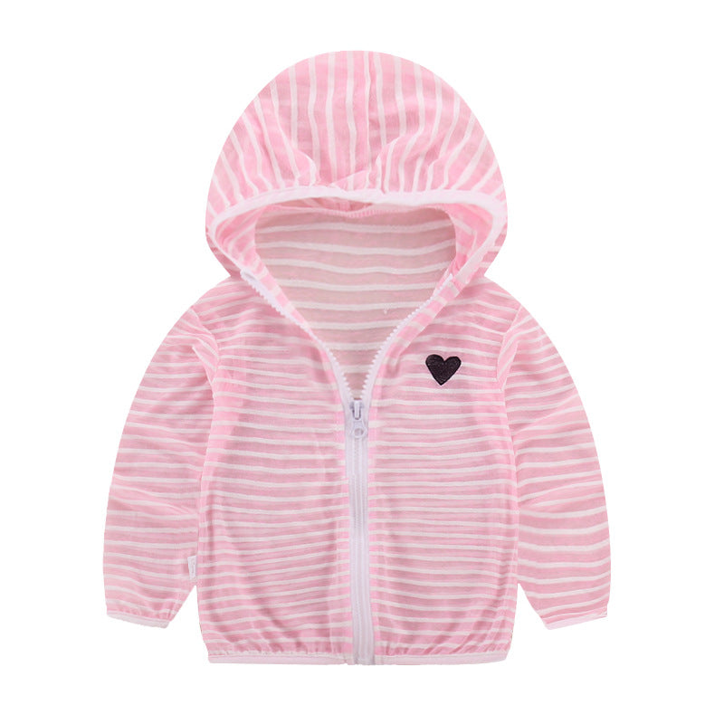 Unisex nan leichte gestreifte Kapuzenjacke mit Reißverschluss für Babys und Kleinkinder EB