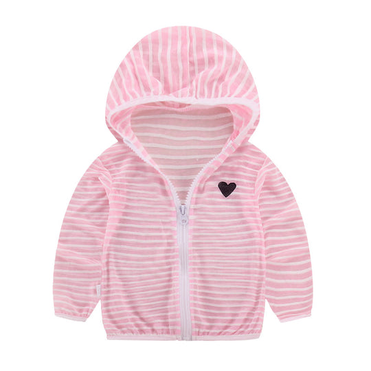 Unisex nan leichte gestreifte Kapuzenjacke mit Reißverschluss für Babys und Kleinkinder EB