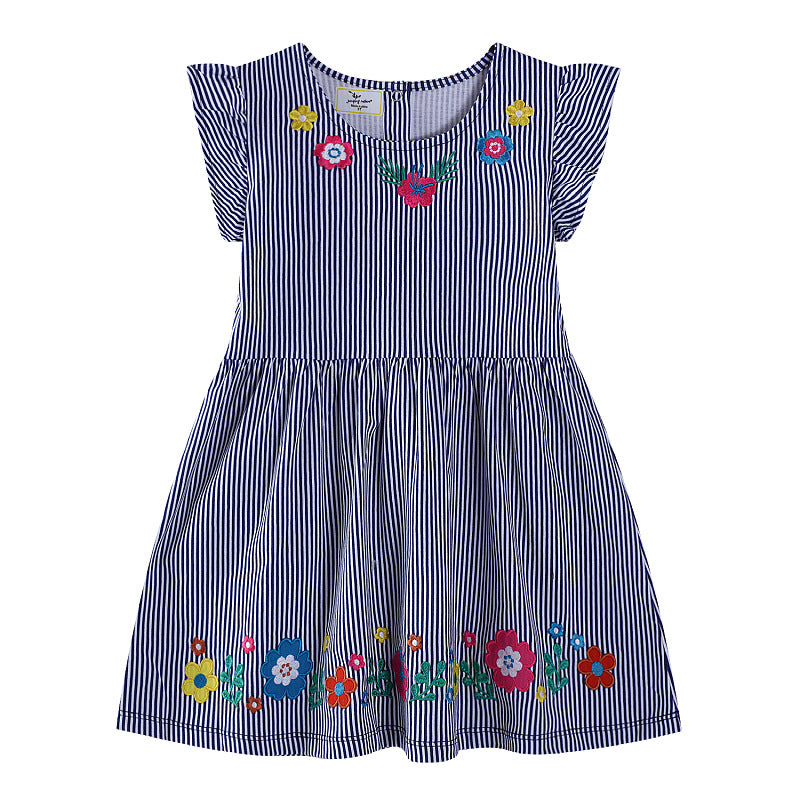 Mädchen Blumenstickerei Sommerkleid EB