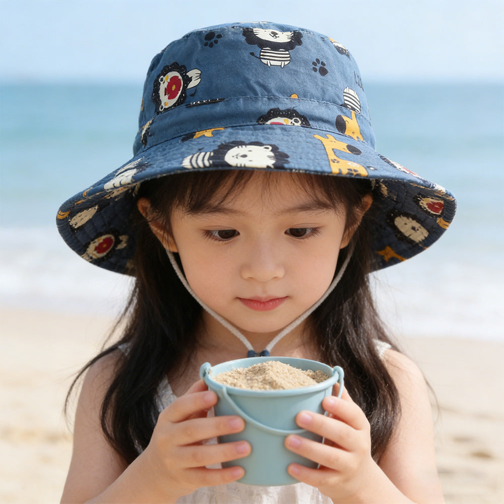 Unisex nan Kinder-Sonnenhut mit Wendemotiv, Kinnband und hohem UV-Schutz  R&B