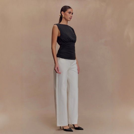 Damen figurbetontes Oberteil mit raffiniertem Drapierungsdesign EB