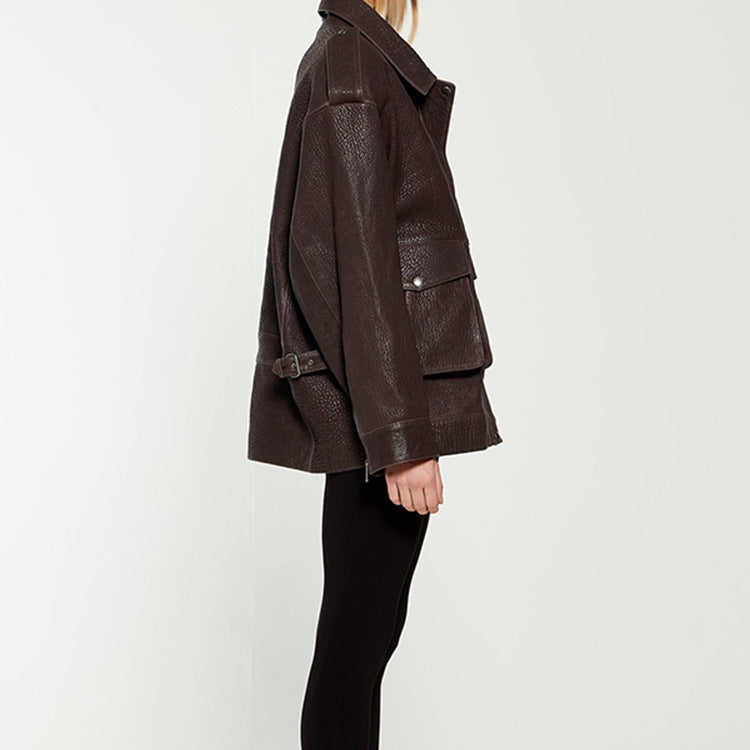 Damen Oversized jacke im robusten Design mit praktischen Taschen EB