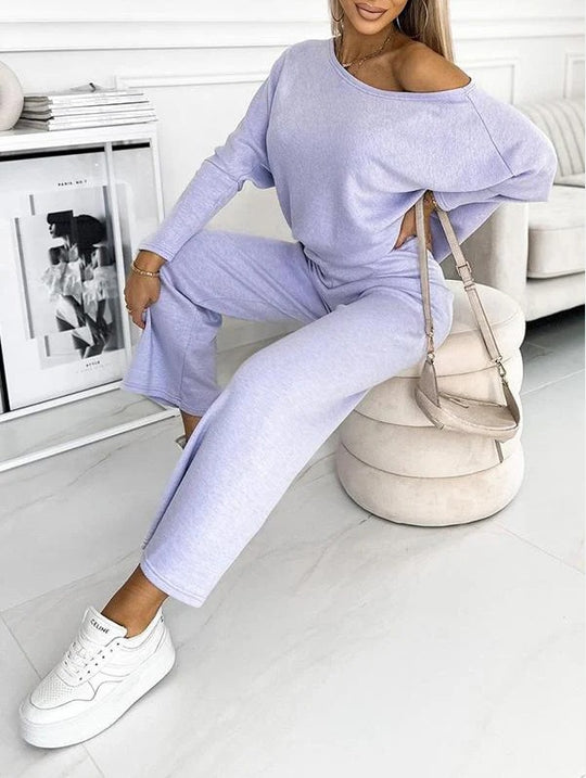 Damen Lässiges Oberteil und weite Hose Set EB