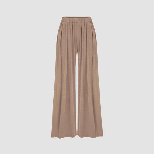 Damen weite Palazzo-Hose mit eleganten Falten und elastischem Bund EB