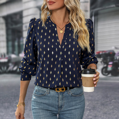 Damen Bluse mit auffälligem Diamantmuster EB