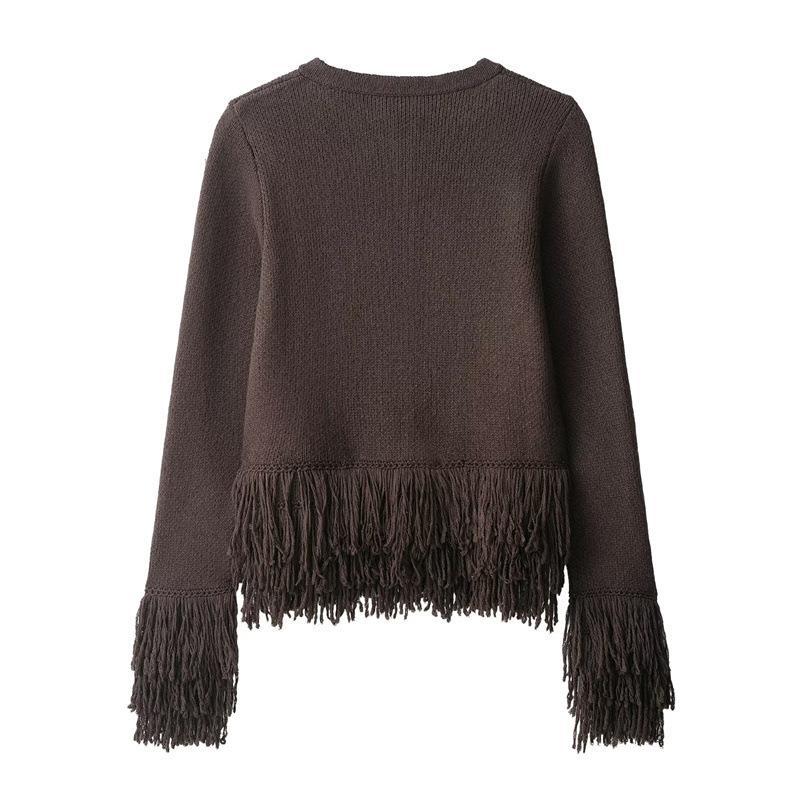 Damen Fransen Strickjacke mit exklusive Verarbeitung EB