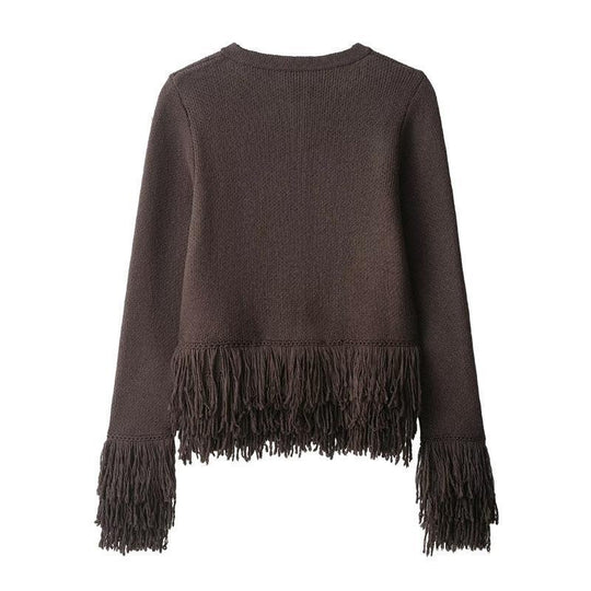 Damen Fransen Strickjacke mit exklusive Verarbeitung EB