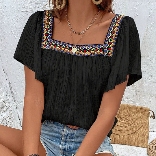 Damen Luftige Sommerbluse mit Stickereien EB
