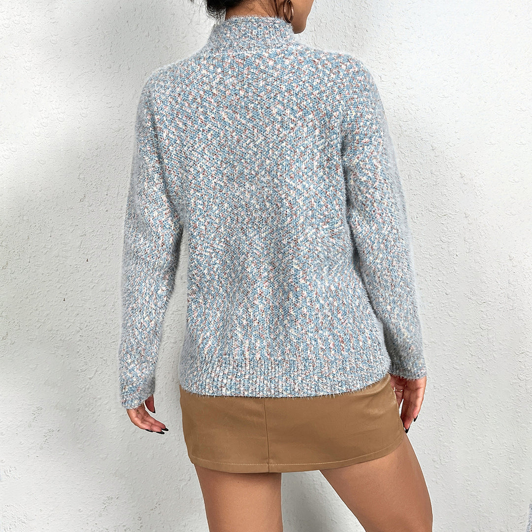 Damen Kuscheliger Rollkragenpullover mit festlichem Rentierdesign EB