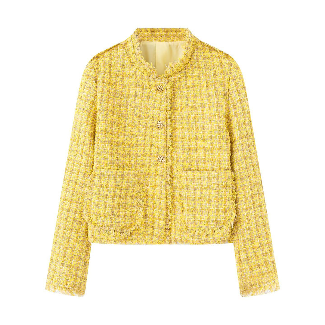 Damen Kurzjacke mit strukturiertem Design und goldenen Knöpfen EB