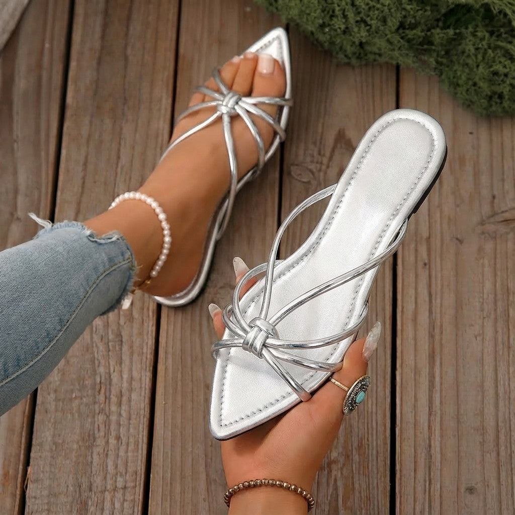 Damen Elegante Mules mit stilvollem Knotendesign EB