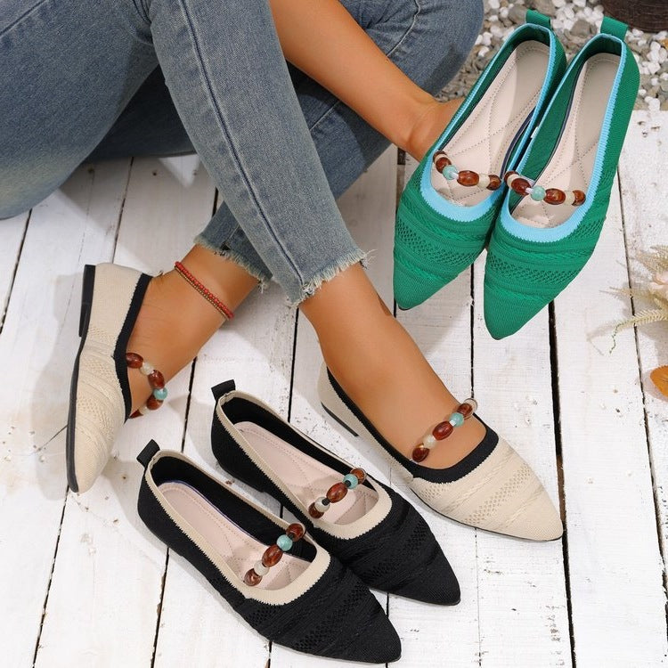 Damen elegante Ballerinas mit modischer Applikation EB