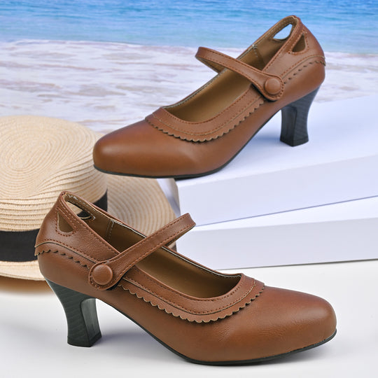 Damen Absatzschuhe mit verstellbarem Riemen und eleganter Schnalle EB