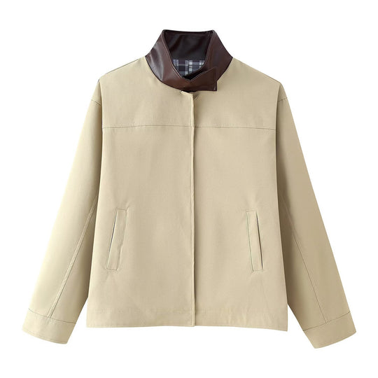 Damen modische Übergangsjacke mit hochschließendem Kragen EB