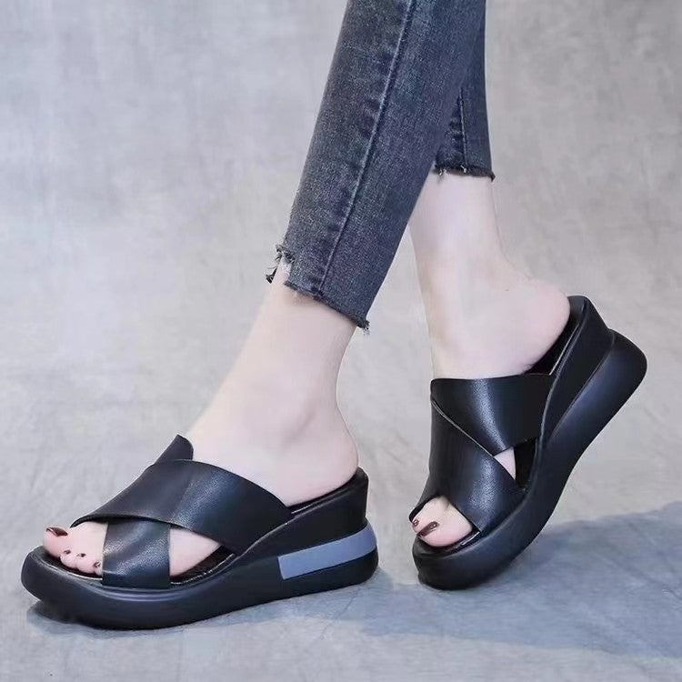 Damen Wedge-Pantoletten mit komfortablem Riemendesign EB