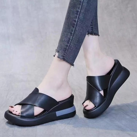 Damen Wedge-Pantoletten mit komfortablem Riemendesign EB