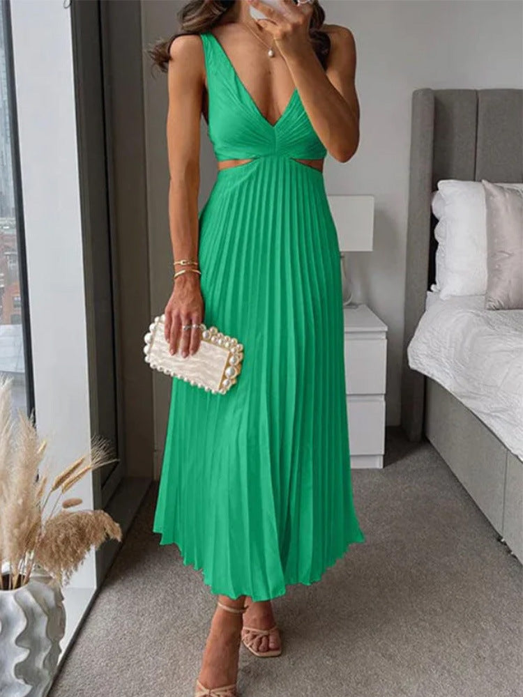 Damen Elegantes Maxikleid mit V-Ausschnitt und raffinierten Drapierungen EB